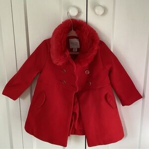 Janie and Jack Red Pea Coat Classic Wool Blend
